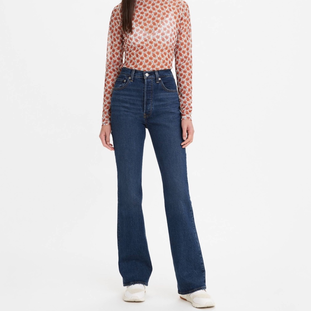 High-Rise Dark Blue Boot Cut Women’s Jeans